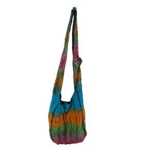 Rising International Women's Sling Shoulder Bag Tie Dye Boho Rainbow Ruffled